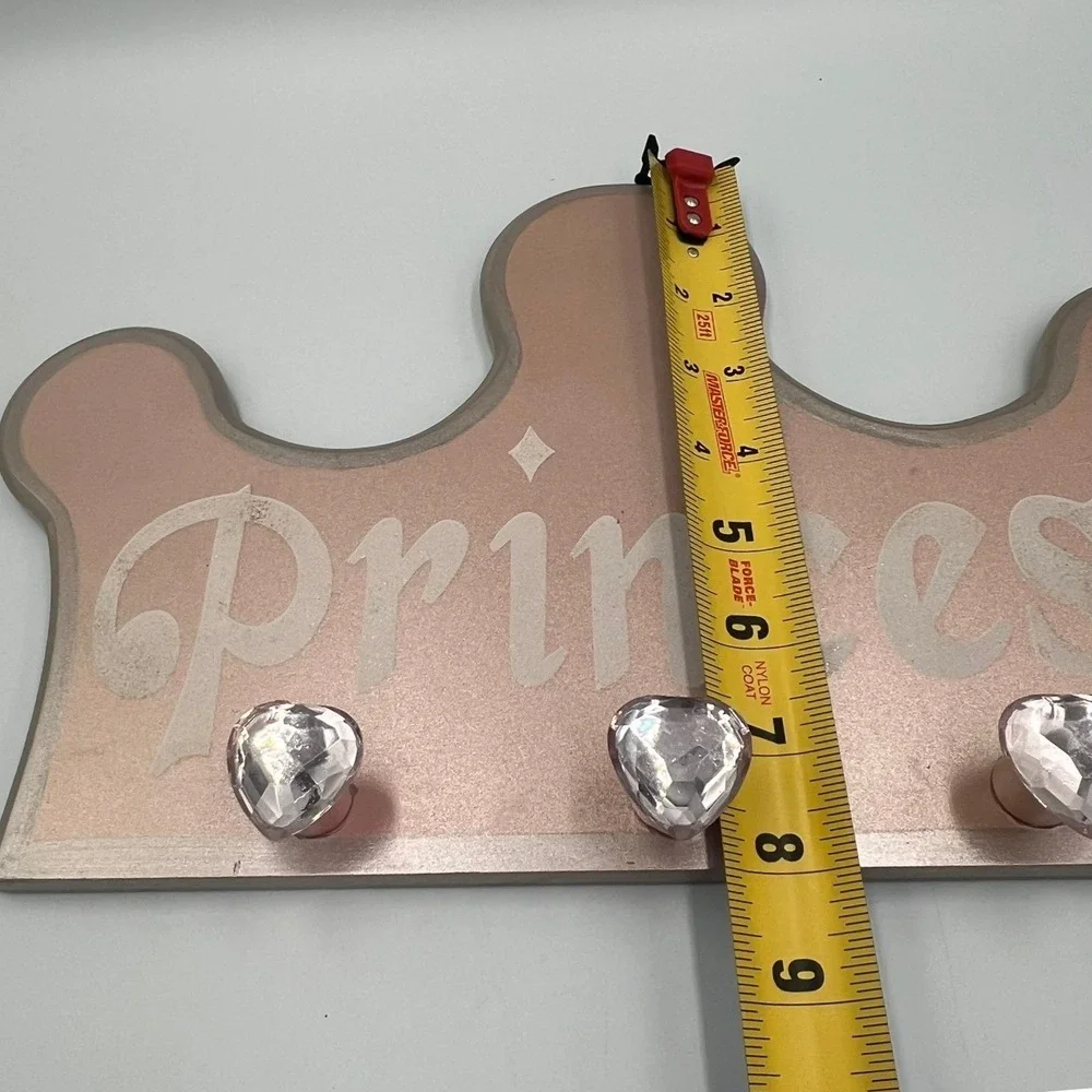Princess Wall Hook Rack Kids OS Rose Gold Good Crown Heart Knobs Decor